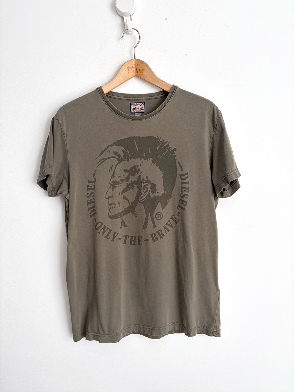 Vintage Y2K Diesel Only The Brave Punk Grunge Khaki Graphic Tee XXL